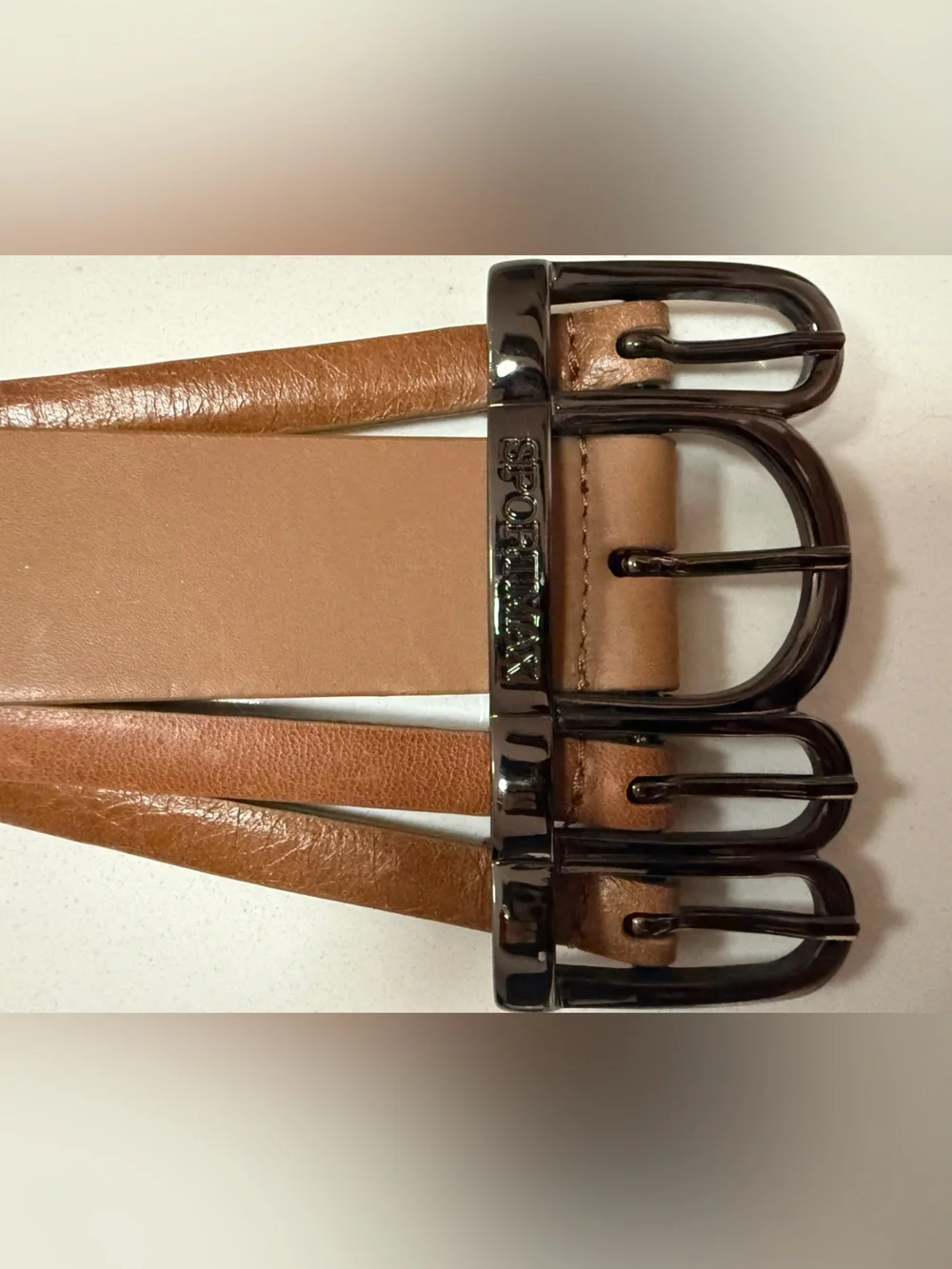 SPORTMAX Max Mara Cognac Leather Multi-Strap Quad Buckle Waist Belt M NWOT